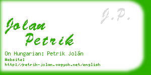 jolan petrik business card