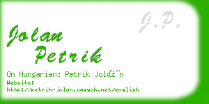 jolan petrik business card